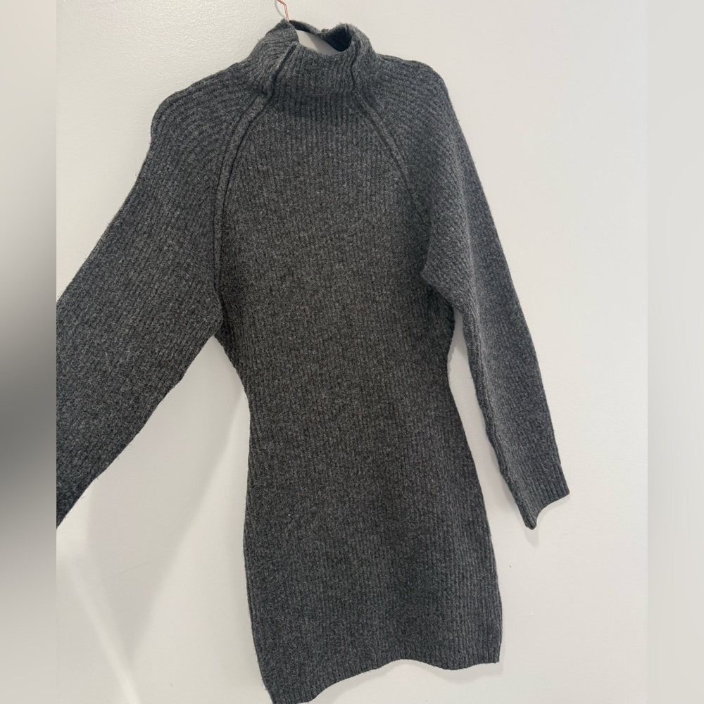 H&M Charcoal Fitted Knit Turtleneck Sweater Dress 
Size S Minimalist Capsule - Picture 3 of 4